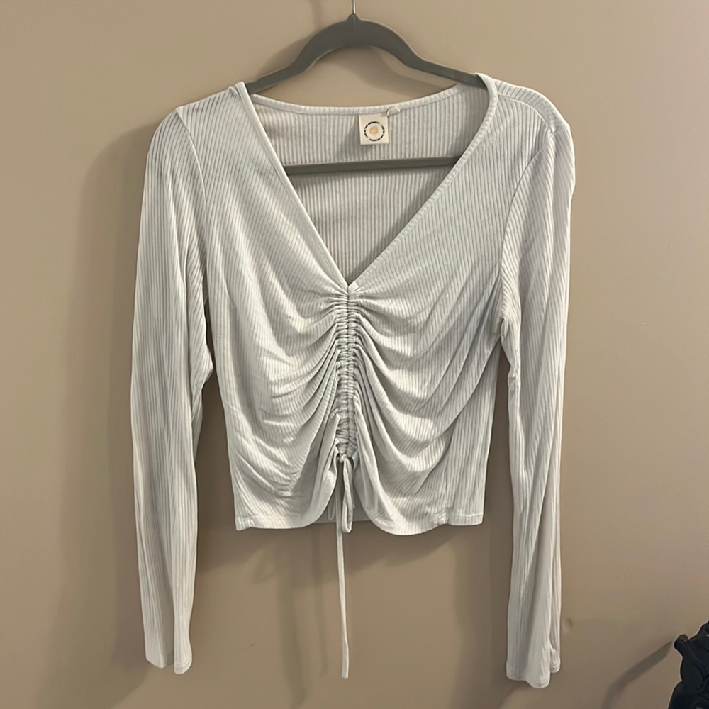 Long sleeve top with tie to make it cropped!